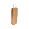 Sac 1 bouteille kraft poignées torsadées 12.2+7.8x35cm